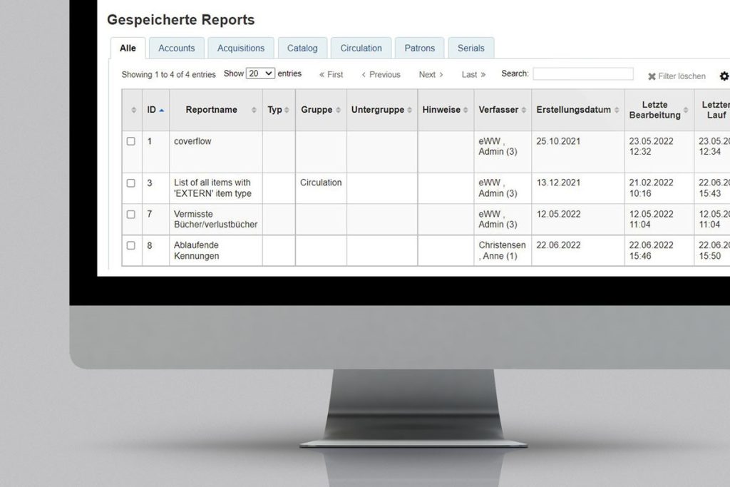 Reports zur Verwaltung externer Ausleihen